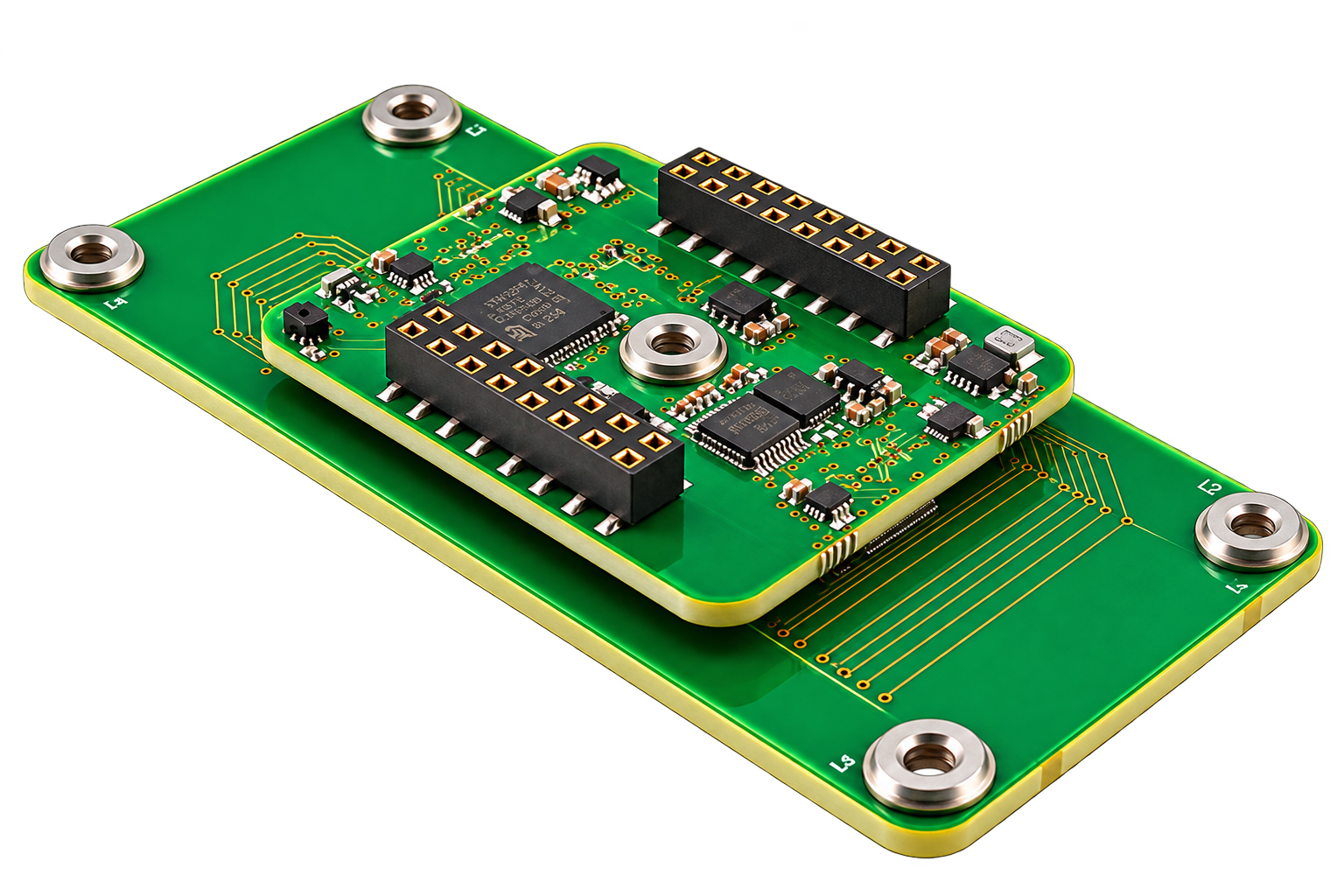 AI-anonymized customer project: stacked circuit board assembly