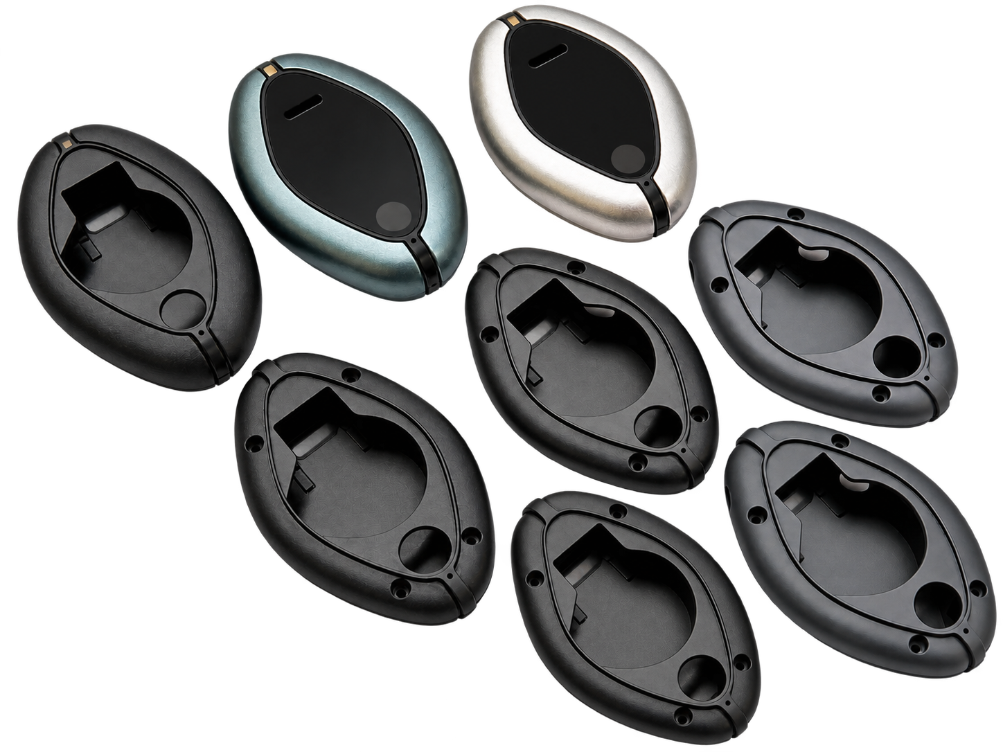 AI-anonymized customer project: device enclosure parts and assembled shells